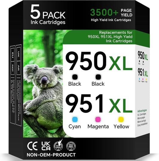 High-Yield 950XL 951XL Ink Cartridges Combo Pack for HP Printers