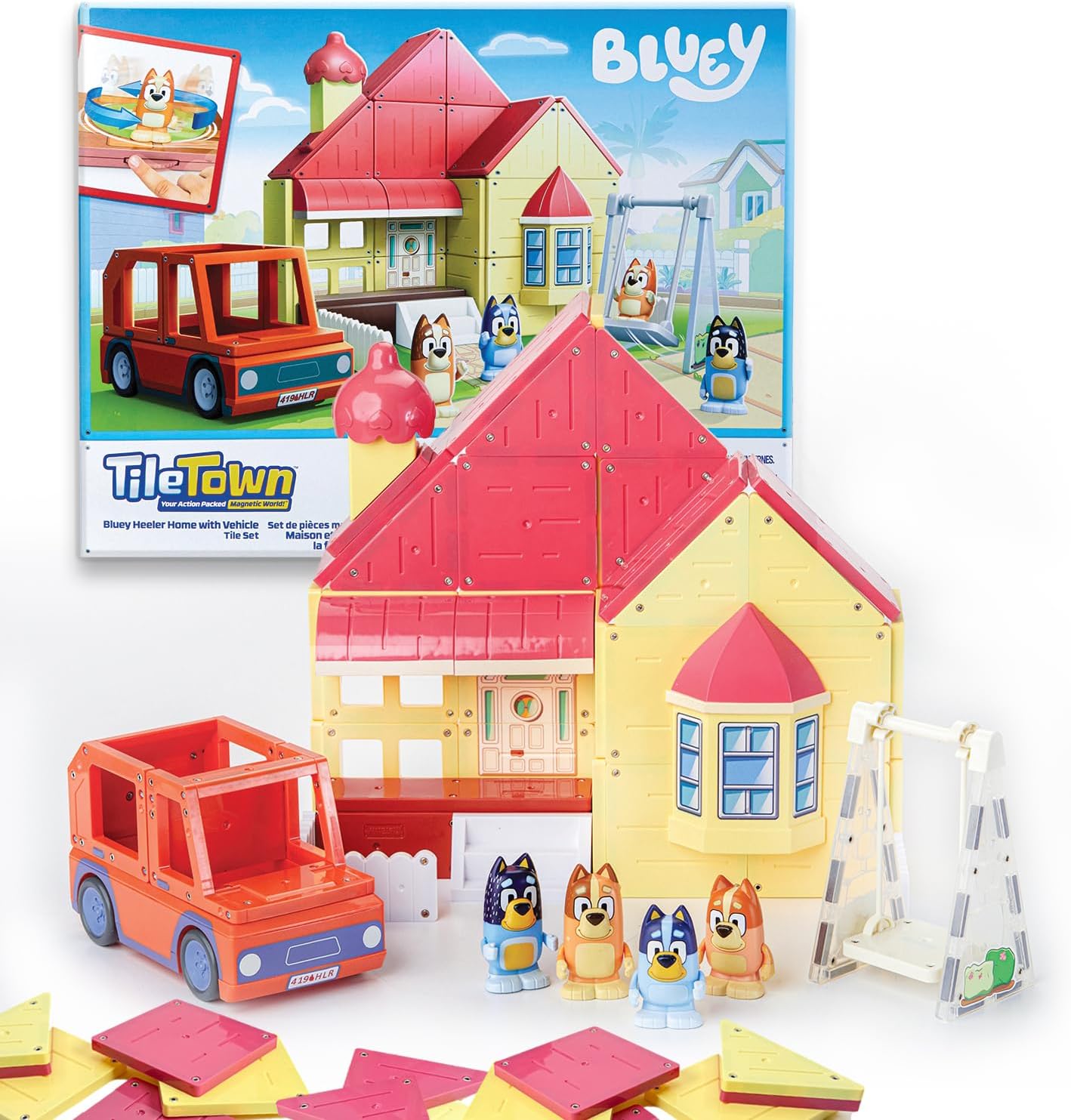 Tile Town Bluey Heeler Family Home Magnetic Tile Playset Fun