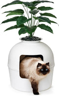 Secret Litter Box Enclosure with Odor Control and Faux Plant