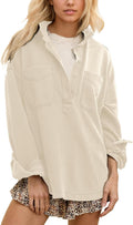 Locachy Women's Oversized Polo Neck Sweatshirt - Casual Slouchy Fit