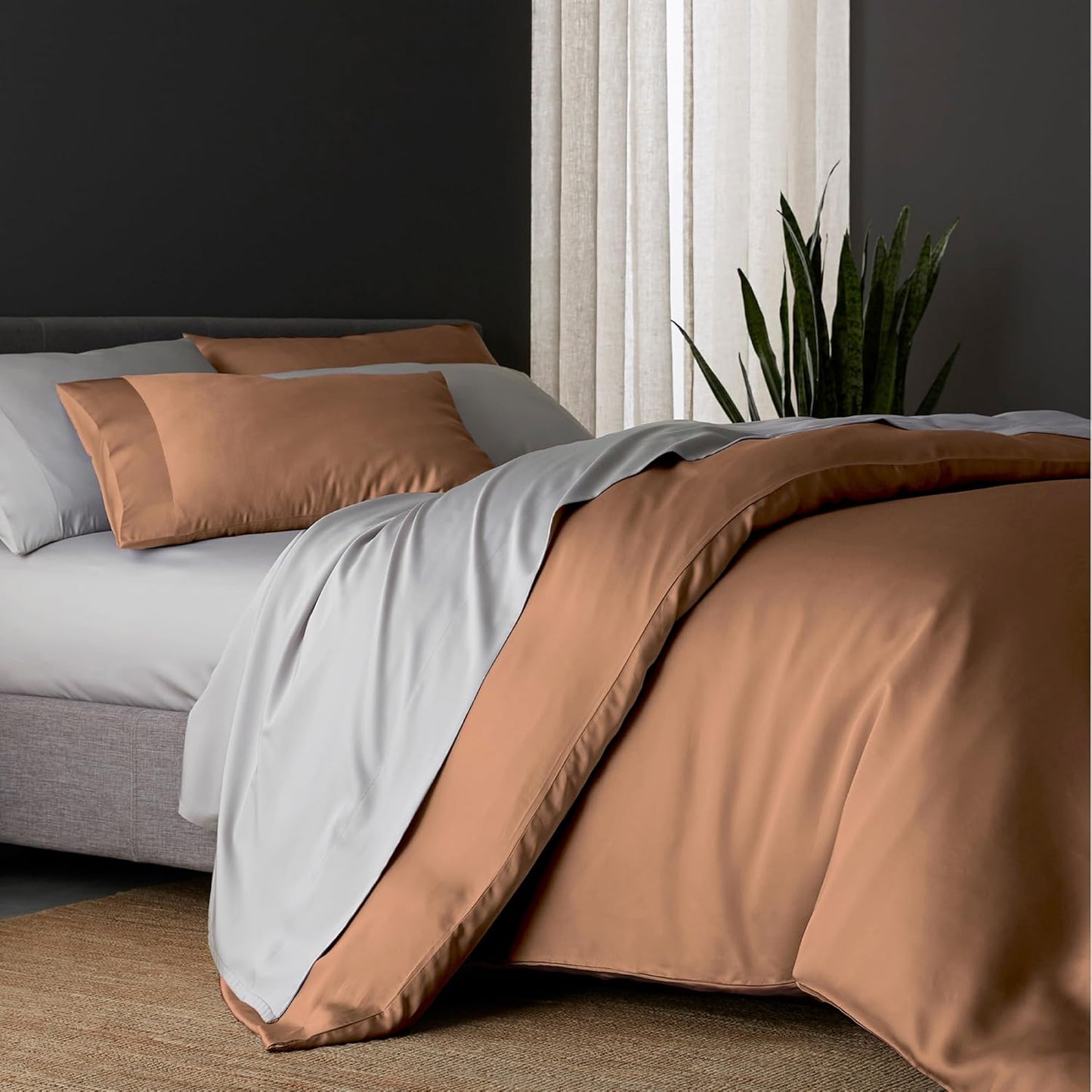 DOZ Duvet Cover Set in Clay, Soft Bamboo Viscose for Comfort