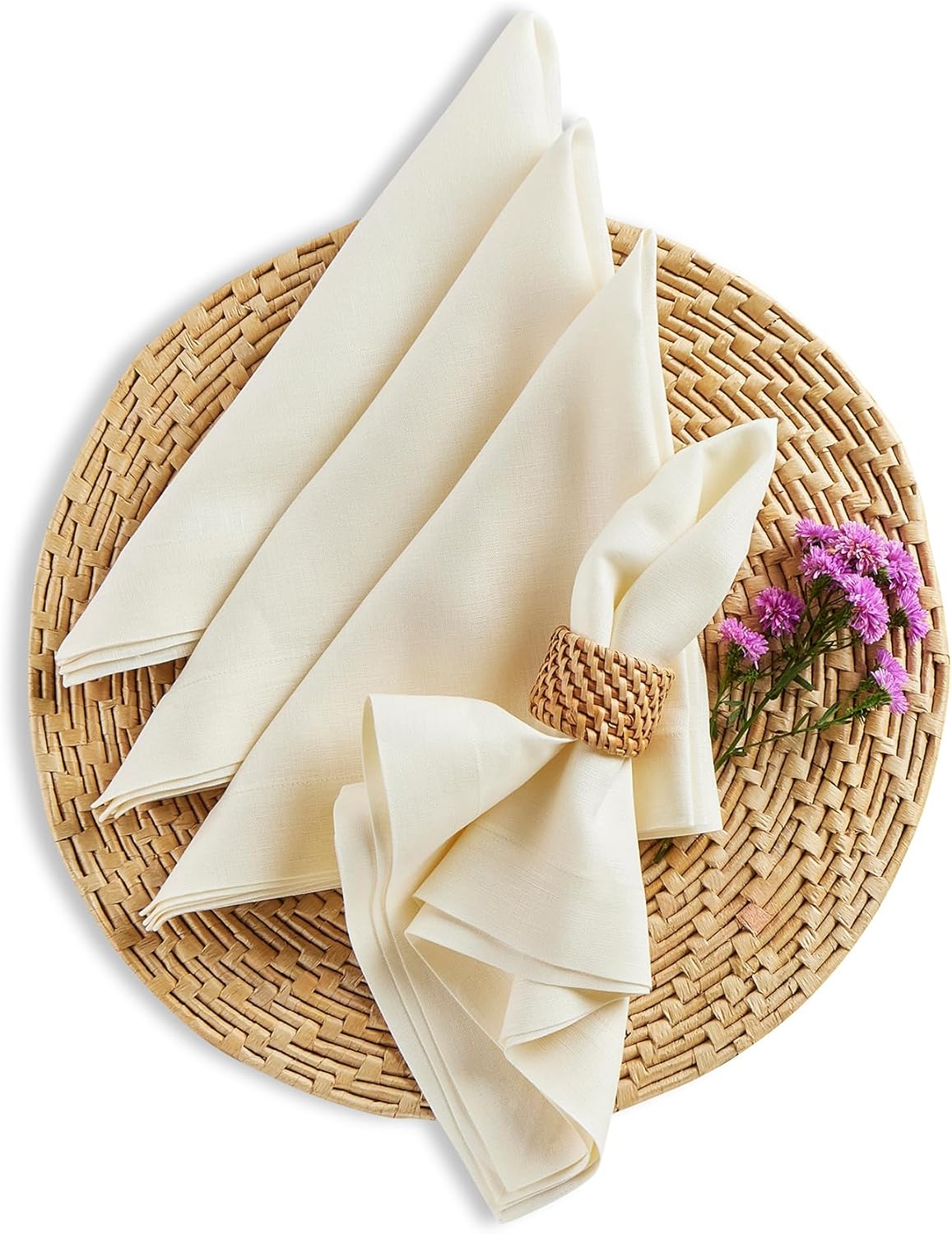 Ivory Linen Napkins Set of 4 - 100% Pure Linen for Holidays