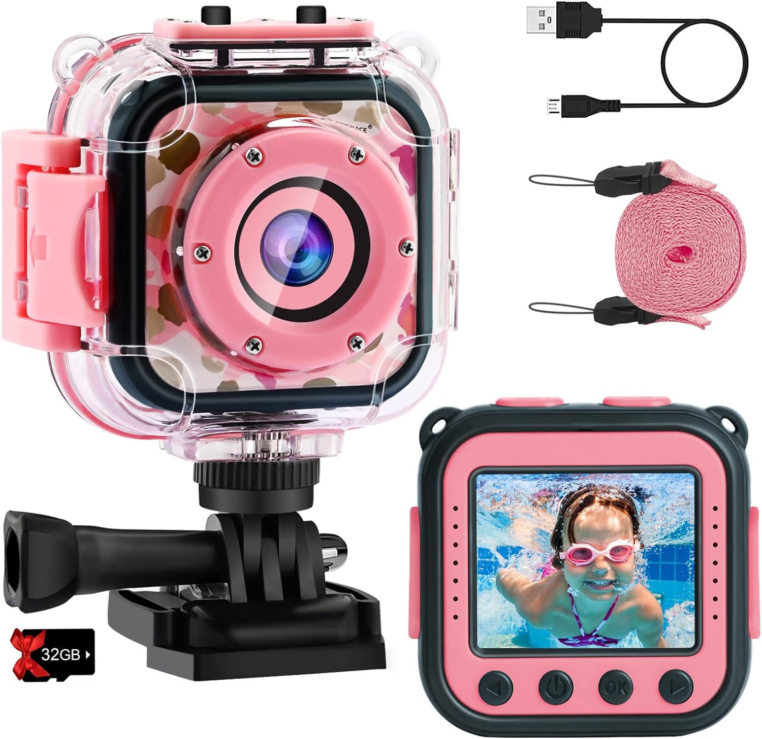 PROGRACE Kids Waterproof Camera - Capture Fun Underwater Moments!