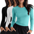 3 Pack Womens Underscrub Shirts Long Sleeve Crewneck - Fitted Comfort