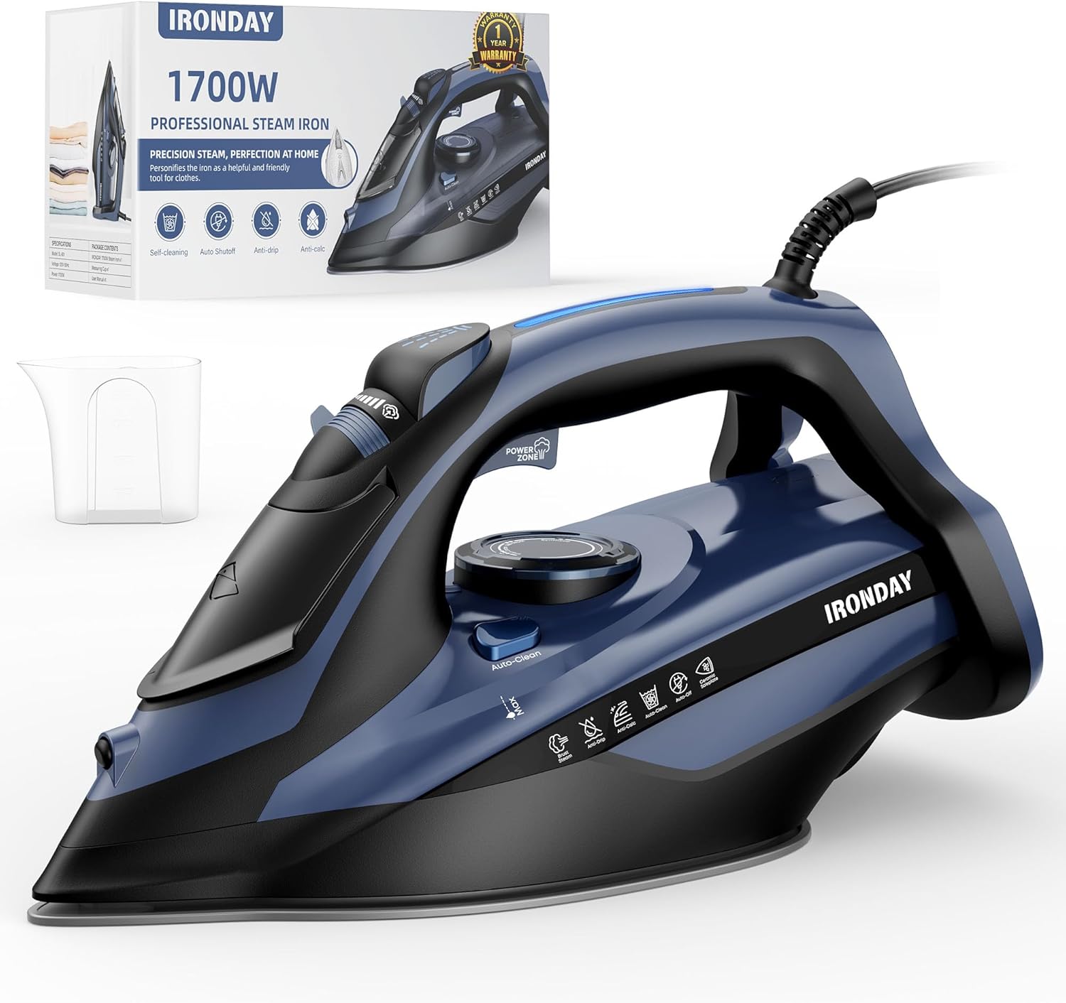 Steam Iron for Clothes Fast Heating with Precision Thermostat