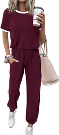 Womens 2 Piece Tracksuit Set with Short Sleeve Top - Summer Lounge