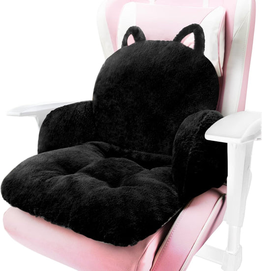 Kawaii Black Cat Chair Cushion - Cozy & Cute! 