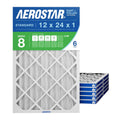 Aerostar 12x24x1 MERV 8 Air Filter 6-Pack - High Efficiency