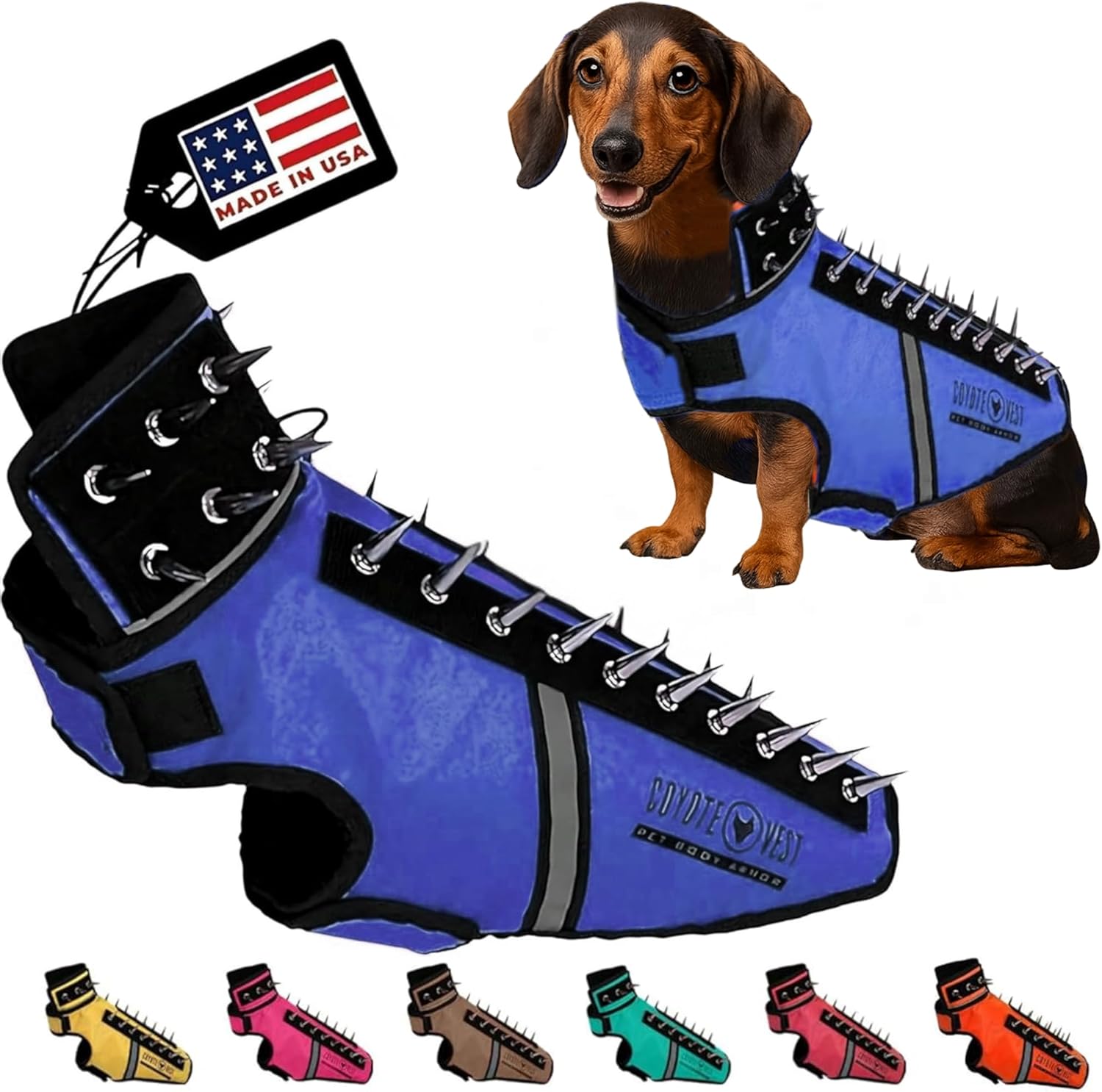 CoyoteVest SpikeVest Dog Harness for Small Dogs - Reflective Safety