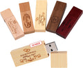Custom Wood USB 2.0 Flash Drive with Linen Bag - Personalized Engraved