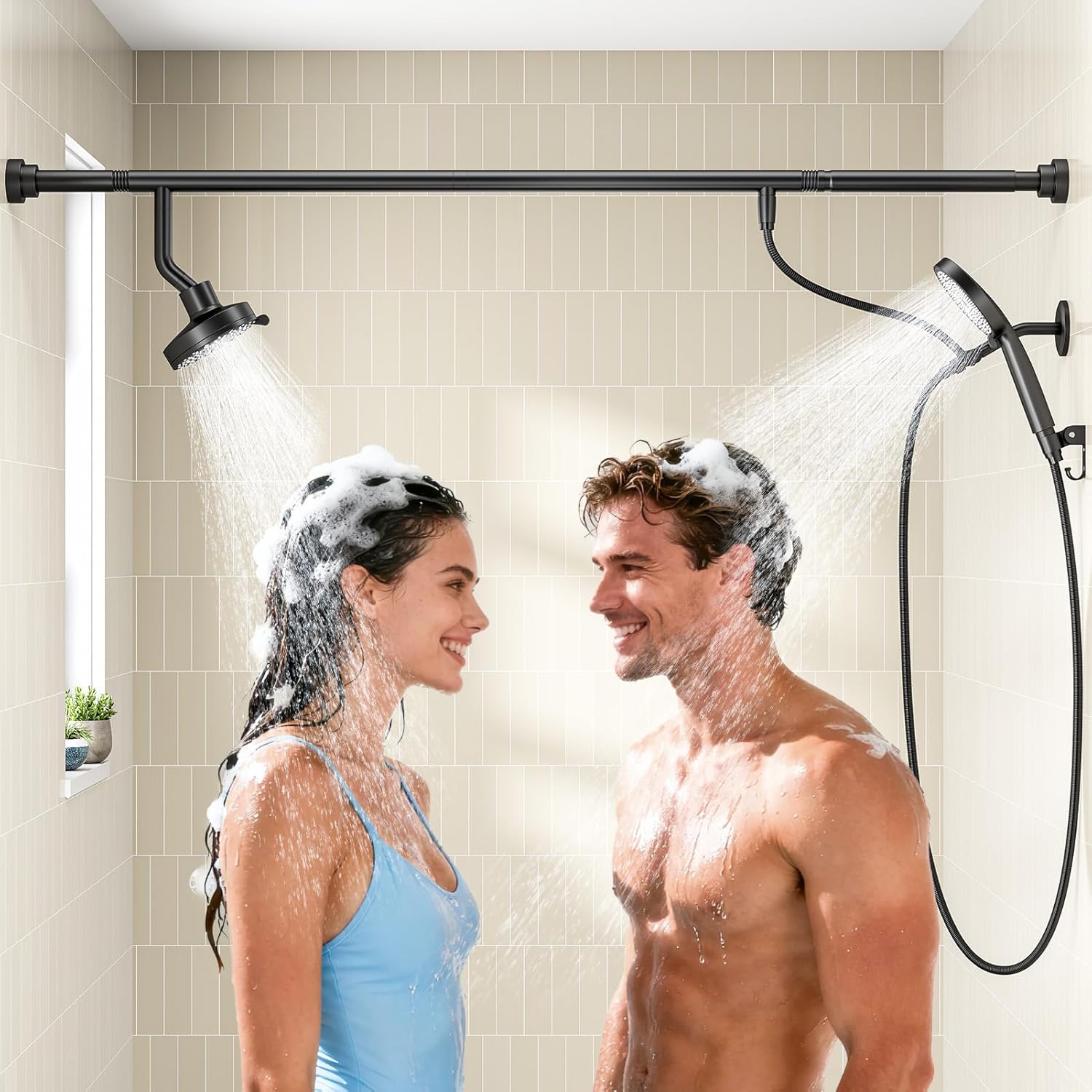 Dual Shower Head with Handheld for Couples - High Pressure System