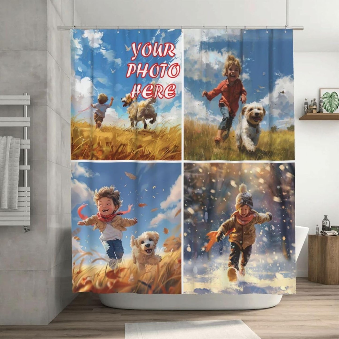 2 Photo Custom Shower Curtain with Hooks