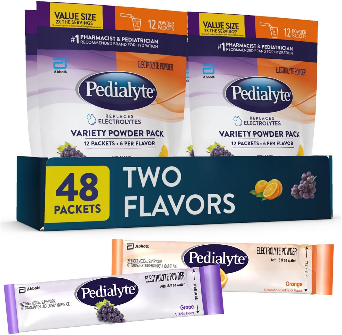 Pedialyte Electrolyte Powder Packets for Kids and Adults Hydration