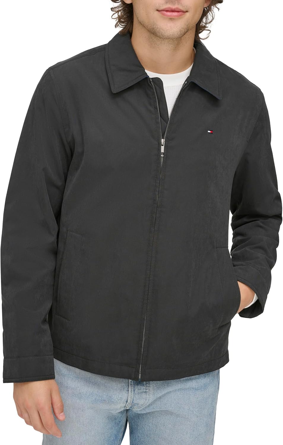Tommy Hilfiger Mens Lightweight Zip-up Microtwill Golf Jacket