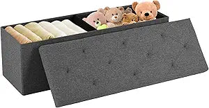 DUMOS 43 Inches Folding Storage Ottoman Bench for Home Use