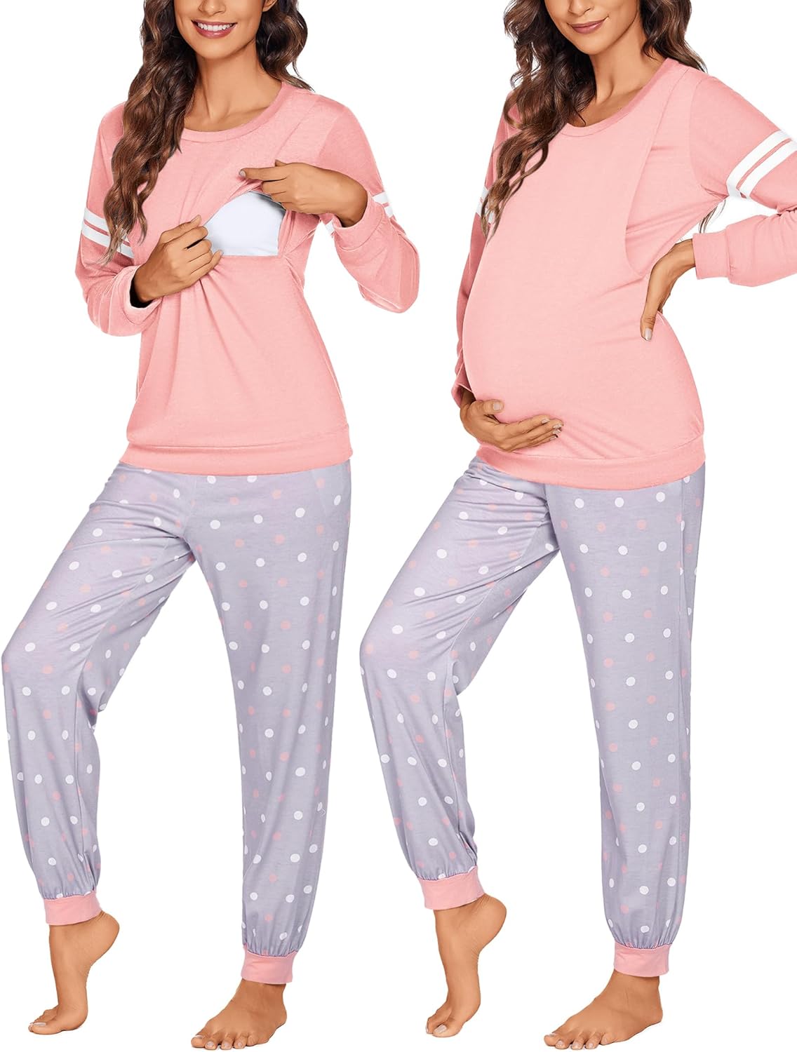 Ekouaer Maternity Pajama Set for Nursing and Breastfeeding Moms