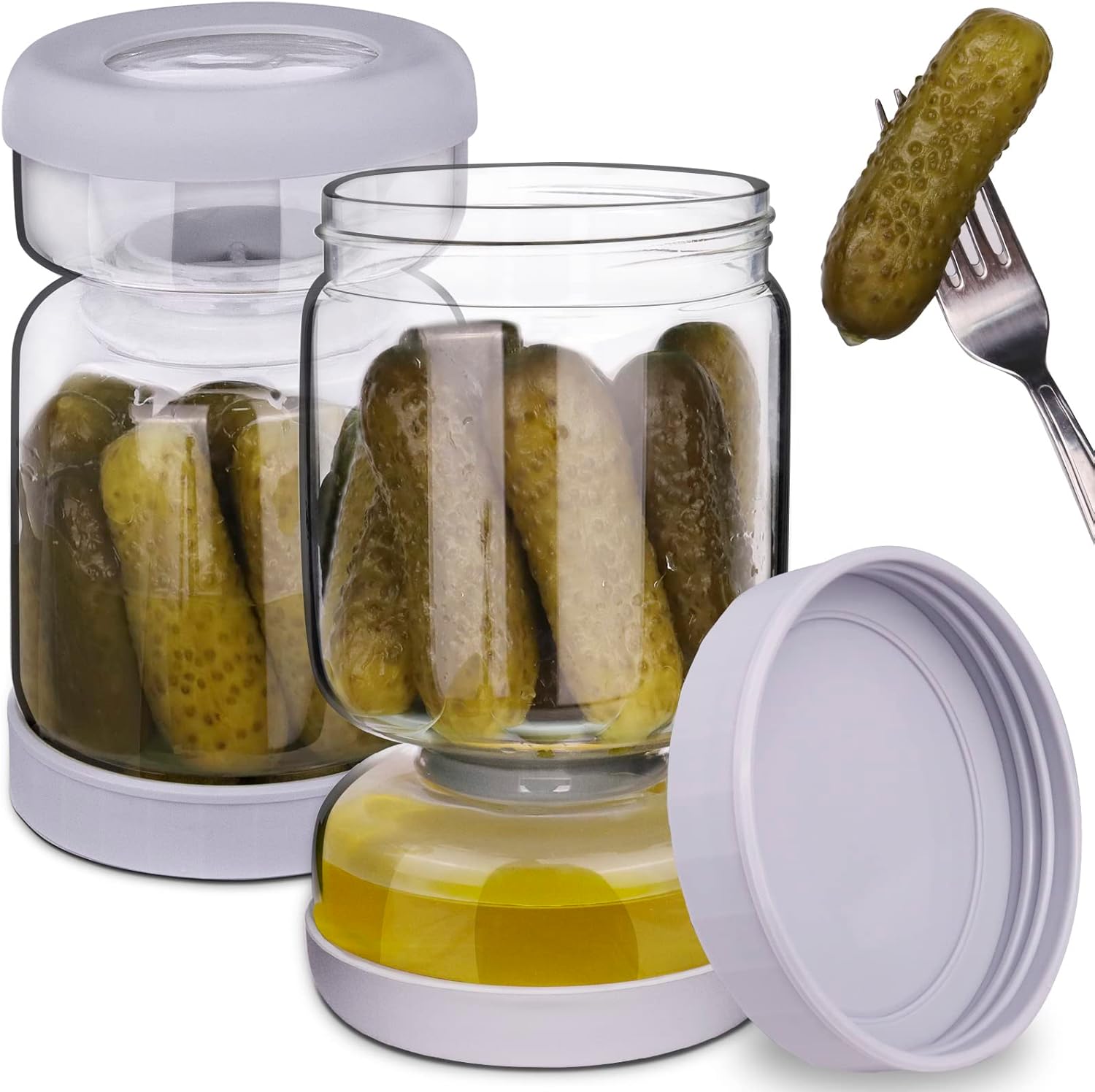 Pickle Jar with Separator for Easy Food Storage and Freshness