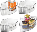mDesign Plastic Lazy Susan Cabinet Storage Bin with Front Handle - 4