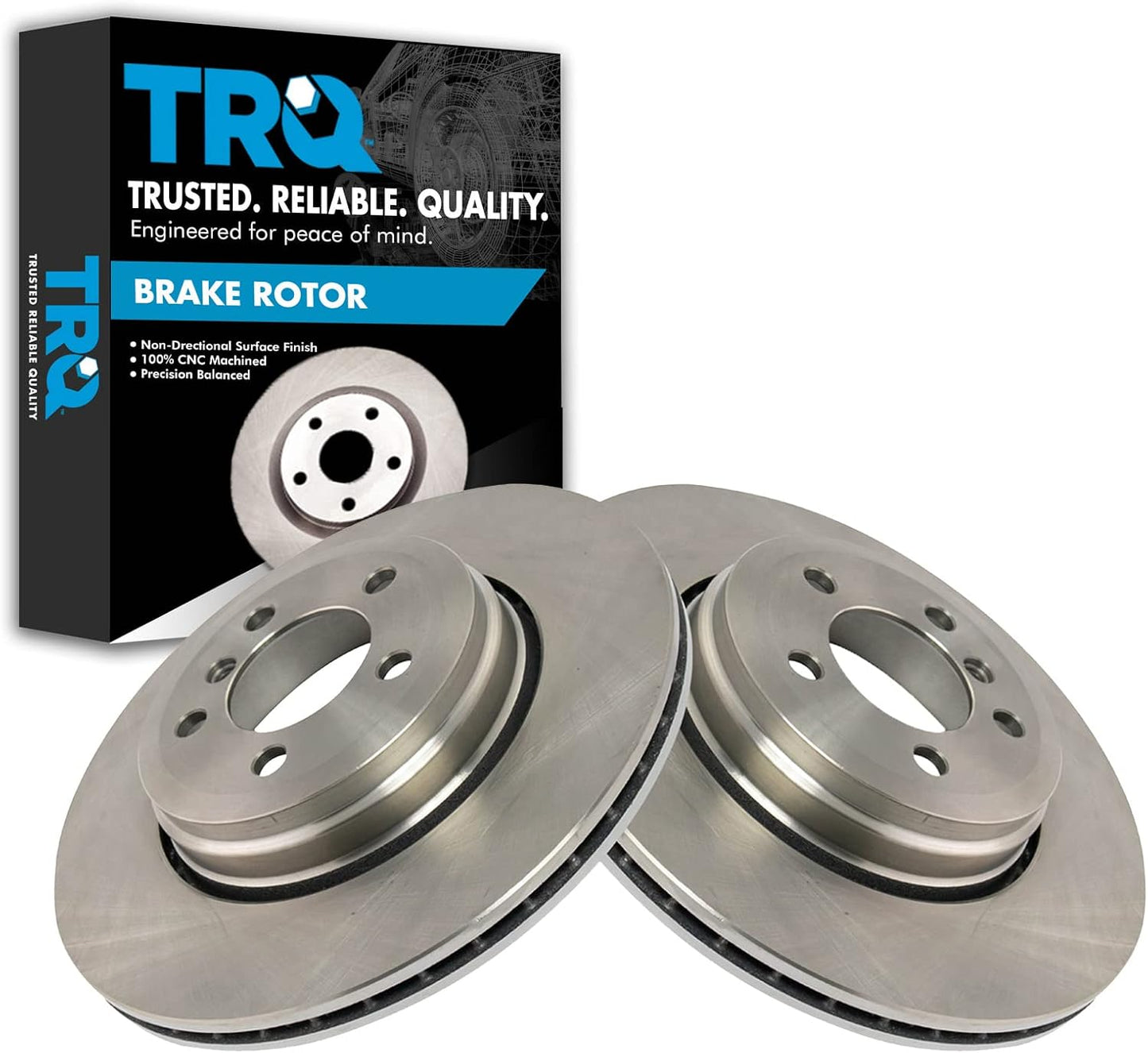 TRQ Rear Brake Rotors Set Vented for BMW 535i 545i 550i 650i