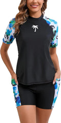 Halcurt Women's Two Piece Rash Guard Set - Modest Coverage Swimwear