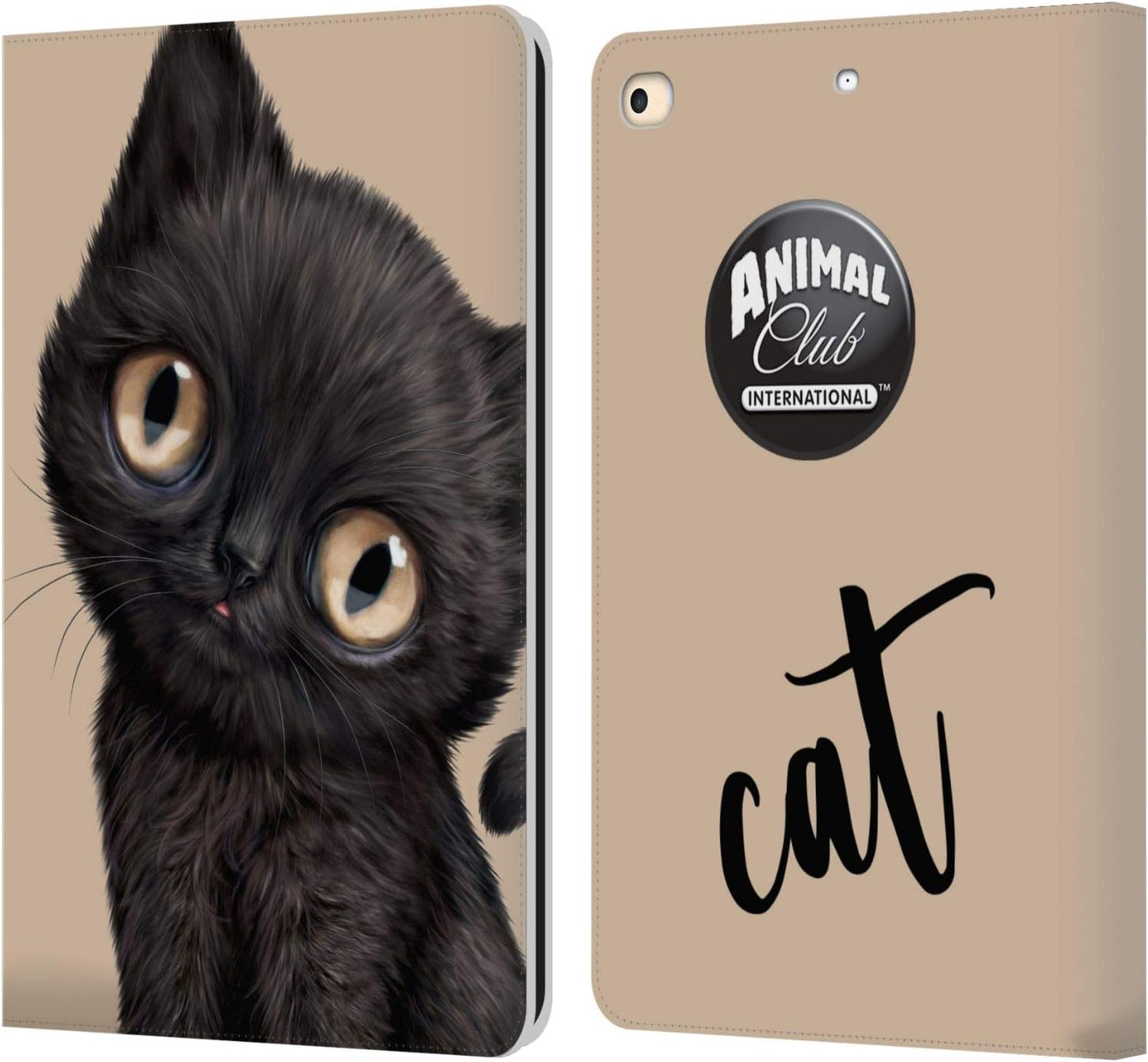 Animal Club International Black Cat Faces Leather Wallet Case