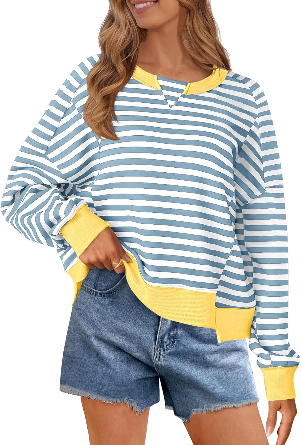 Cozy Y2K Striped Sweatshirt by MEROKEETY