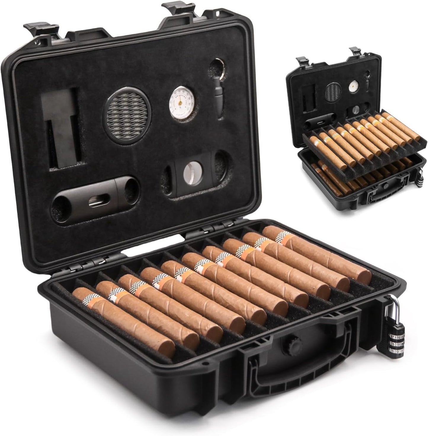 Cigar Humidor Case | Lockable, Waterproof, Crushproof Design