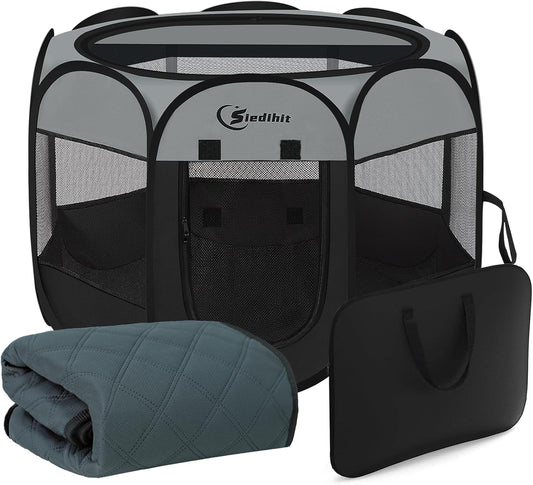 Portable Dog Playpen with Washable Pee Pad - Siedihit