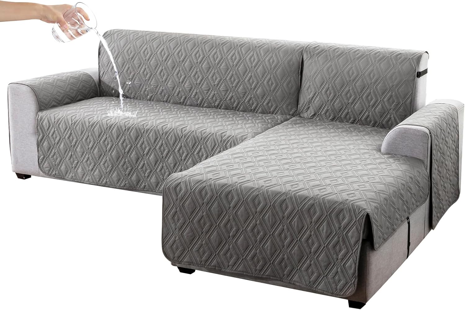 Genina Sectional Couch Covers for Dogs - L Shaped Sofa Protectors