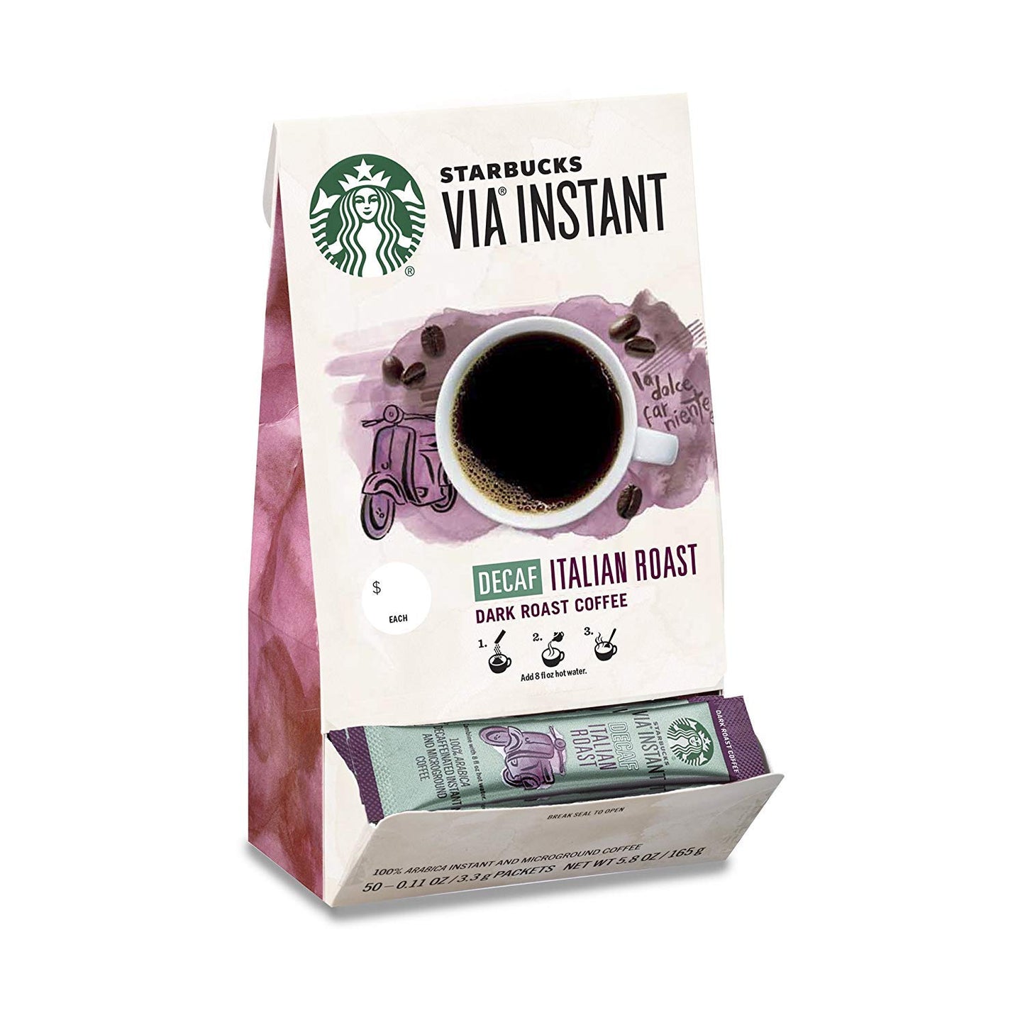 Starbucks VIA Instant Decaf Dark Roast Coffee - 50 Packets