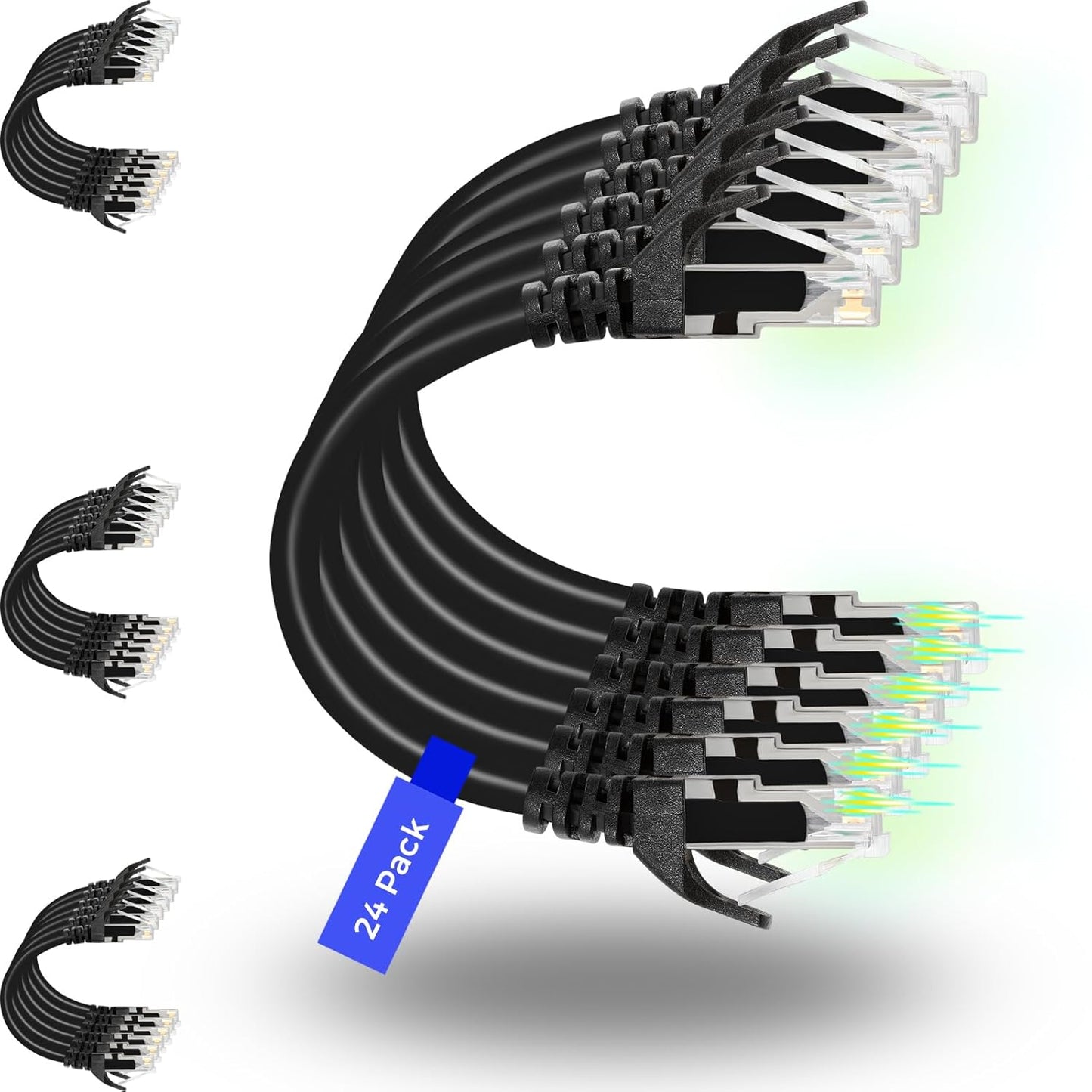 Rapink 7ft Cat6 Patch Cables - 24 Pack for High-Speed Networking
