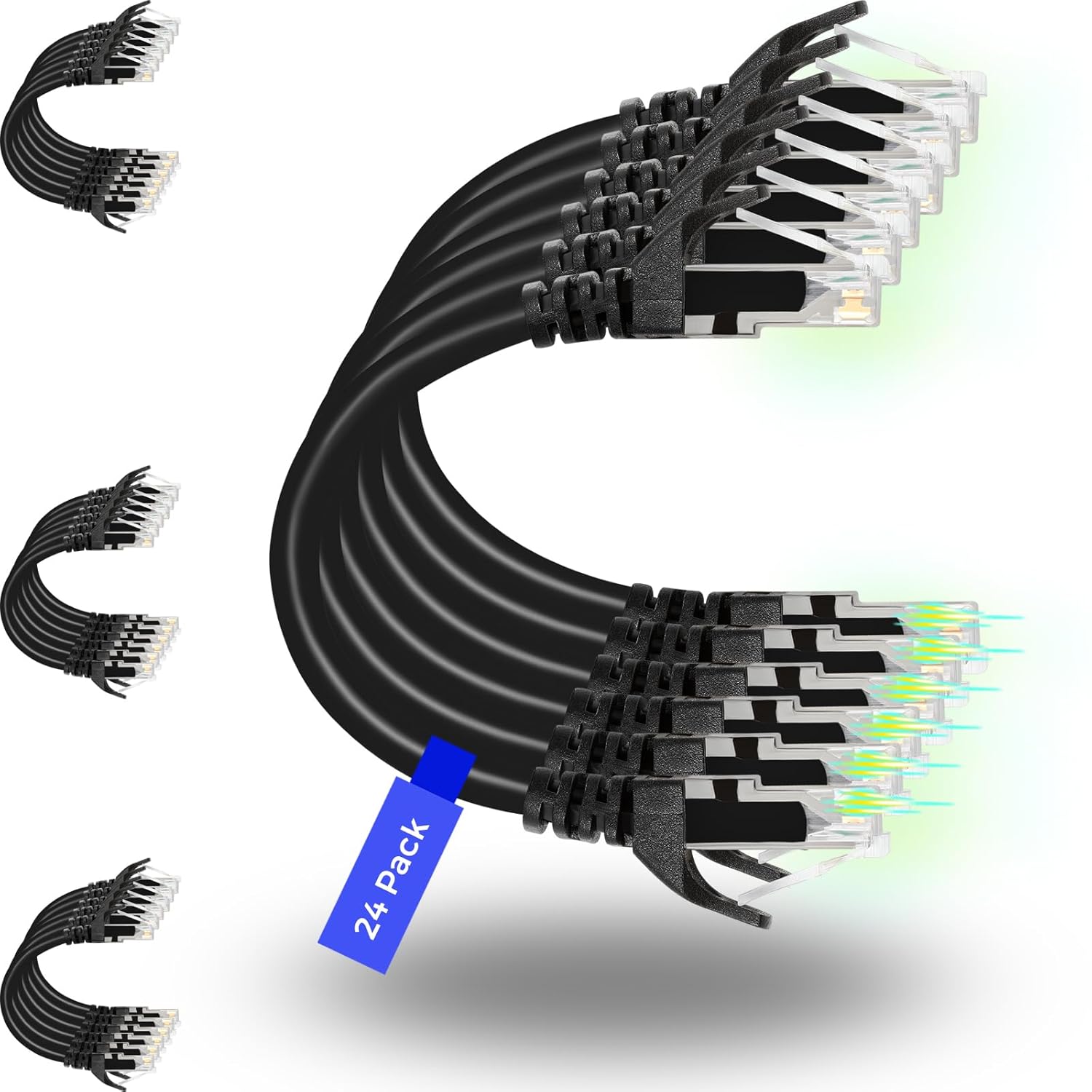 Rapink 7ft Cat6 Patch Cables - 24 Pack for High-Speed Networking