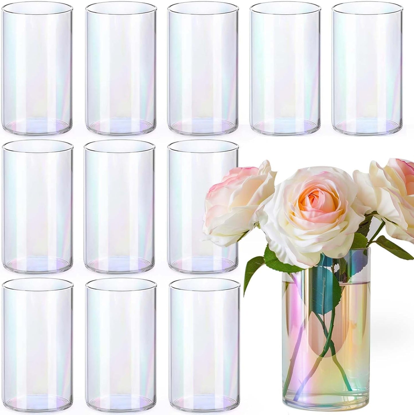 12pc Glass Cylinder Bud Vases for Stunning Table Centerpieces