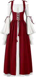 Renaissance Costume for Women Burgundy Corset Dress - Plus Size Fit