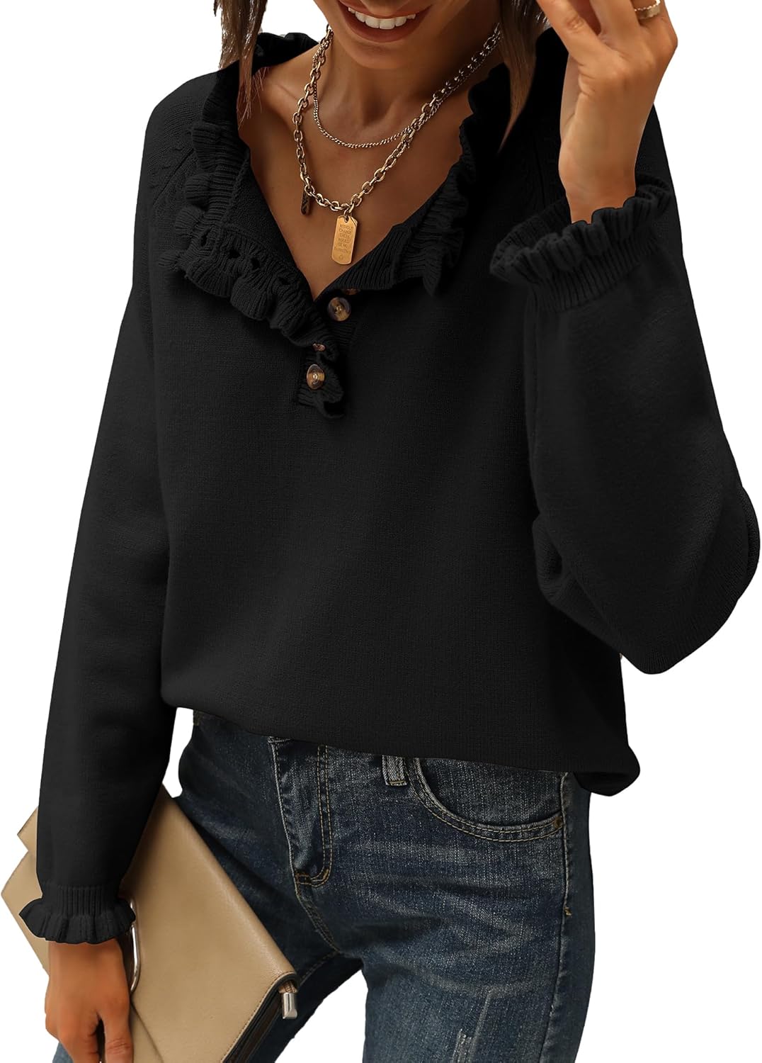 Stylish Womens Sweaters with Ruffle Details for Every Occasion