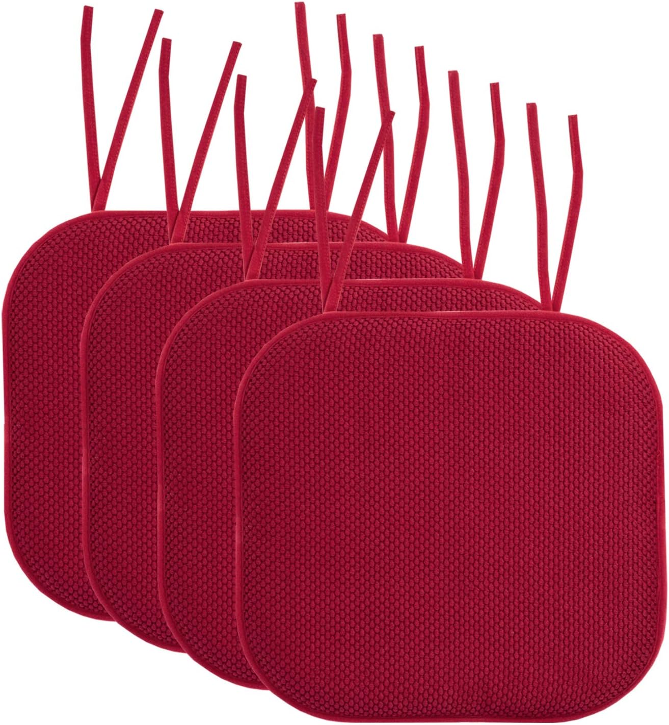Memory Foam Chair Cushion Pads with Ties and Non-Skid Backing