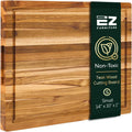 Non-Toxic Teak Wood Cutting Board with Juice Groove & Handles