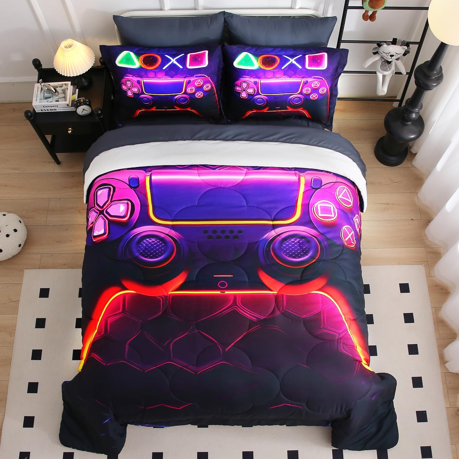 Gamer Comforter Sets 7 Piece Bedding Set for Kids Boys Twin Size