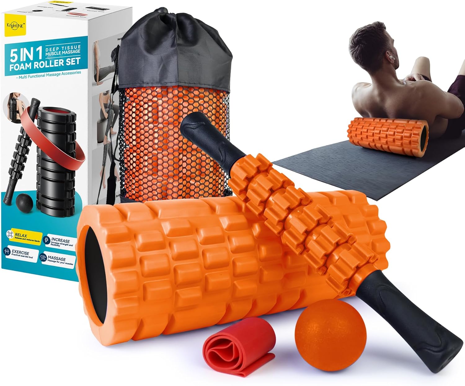 5 in 1 Foam Roller Set for Deep Tissue Muscle Massage Relief