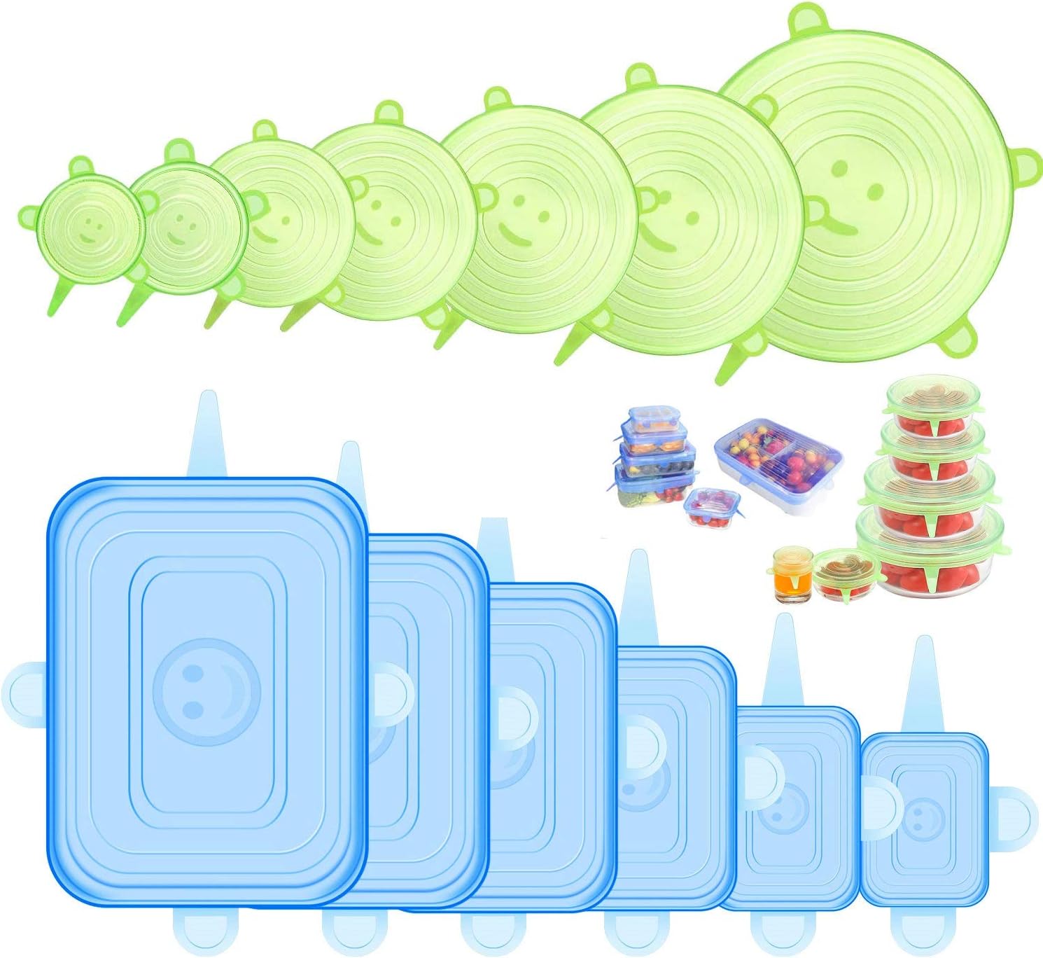 12-Pack BPA-Free Silicone Stretch Lids for Eco-Friendly Food Storage