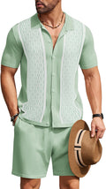COOFANDY Men's 2 Piece Vintage Short Sleeve Button Down (Style CPG4)