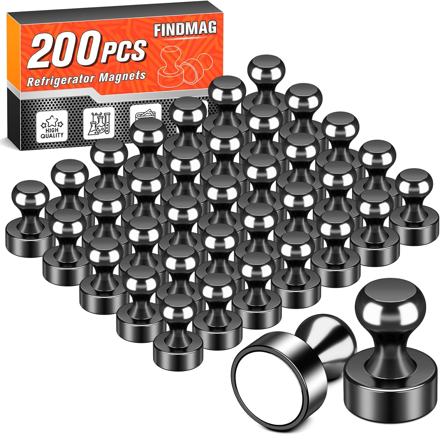 Strong Black Fridge Magnets for Whiteboard and Kitchen Use