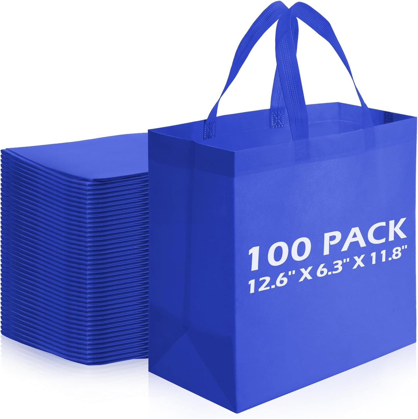 Reginary Reusable Tote Bags - 100 Pcs Non Woven Grocery Bags