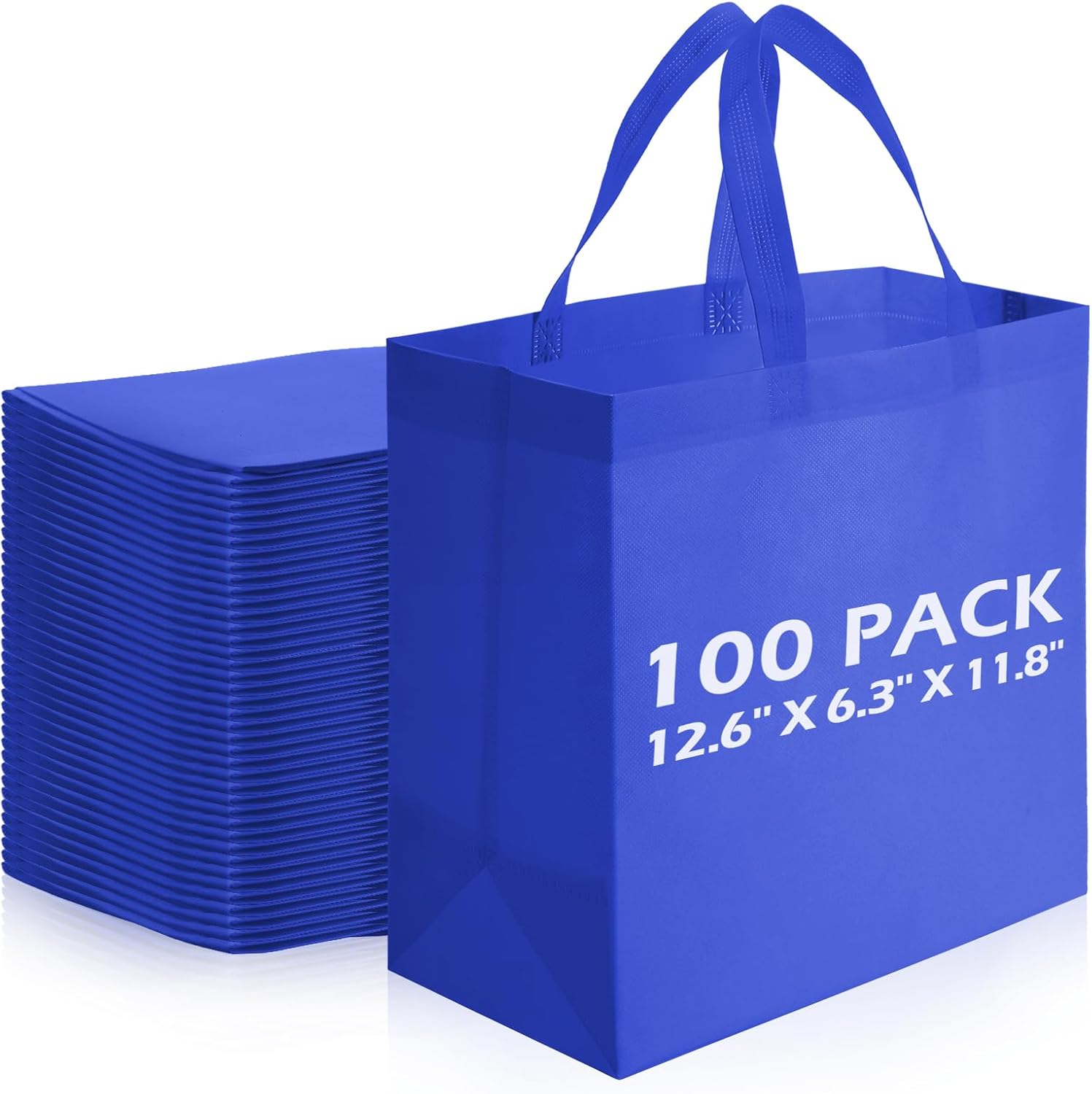 Reginary Reusable Tote Bags - 100 Pcs Non Woven Grocery Bags