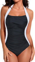 Smismivo Tummy Control Swimwear Halter One Piece - Slimming Ruched Fit