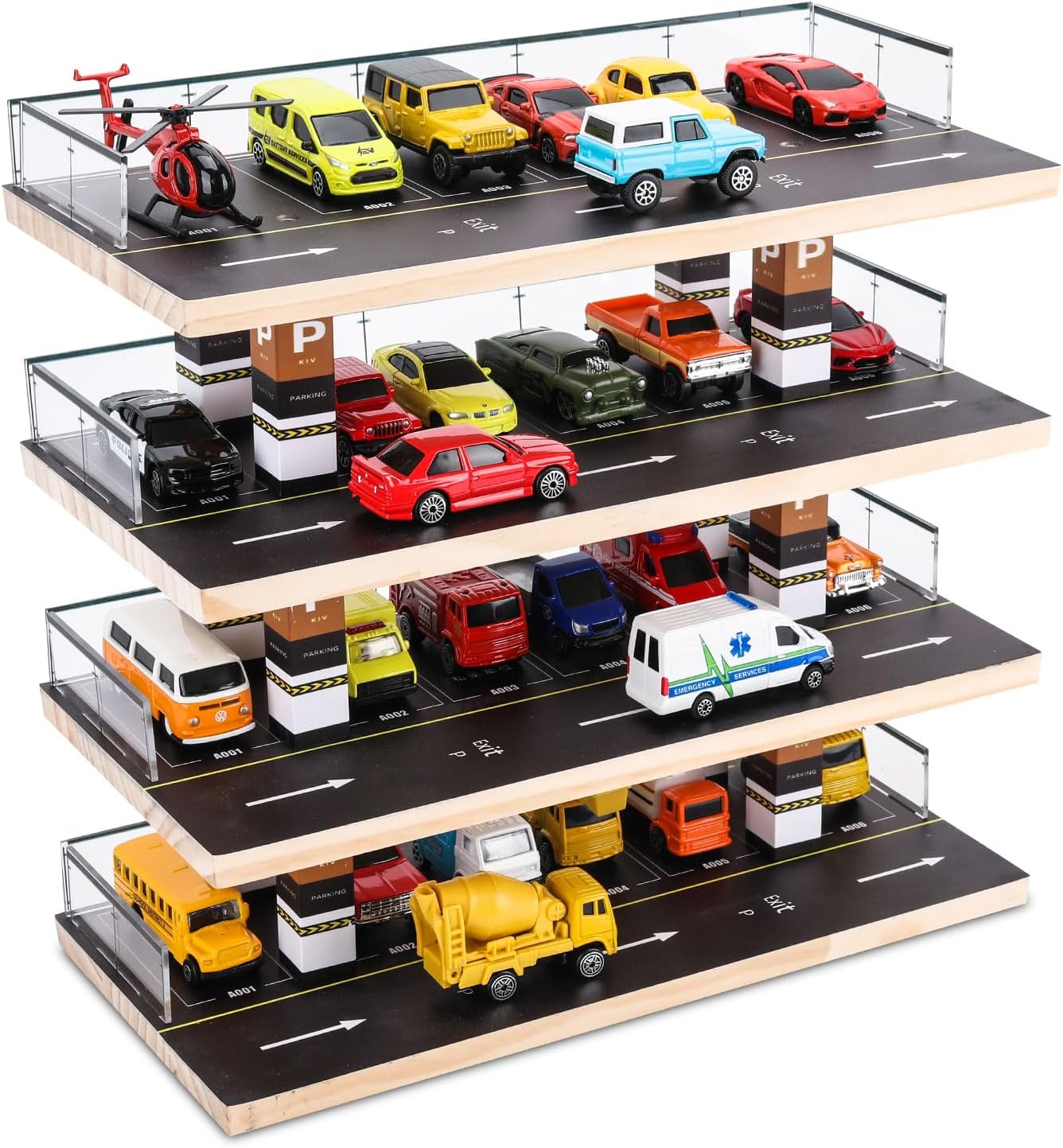 Display Case for Hot Wheels & Matchbox Cars - 4 Level Storage