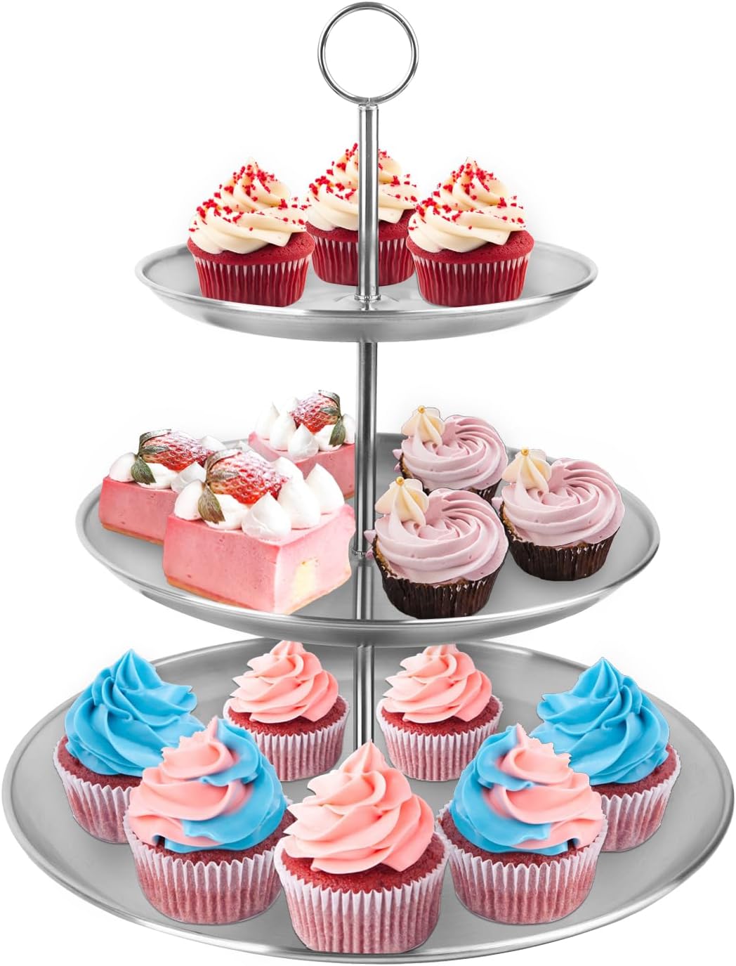 3 Tier Stainless Steel Cupcake Stand for Parties and Events