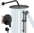 Matte Black Rain Shower Faucet Set - Valve and Trim Kit Included