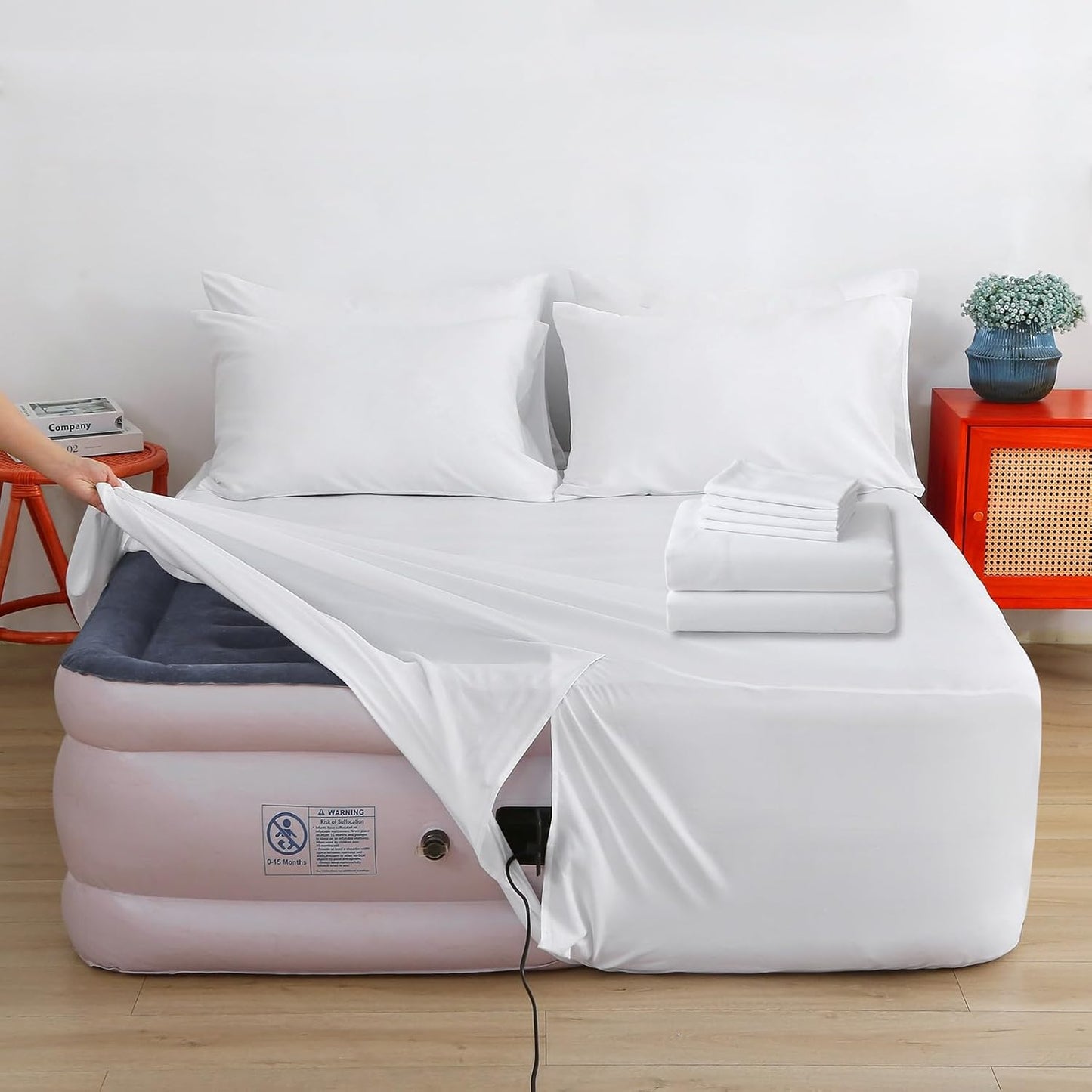 Air Mattress Sheet Set Queen Size for 16-24 Inch Beds