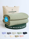 Cloud Scape Linen 8-Layer Muslin Blanket Queen Size - Oversized Cozy